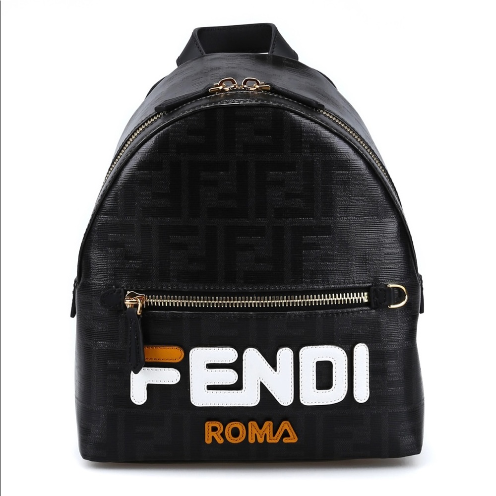Authentic Fendi Patterned Small Black Backpack - image 1